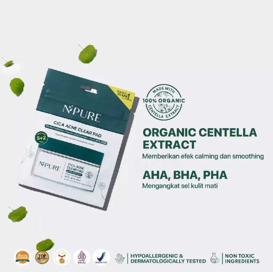 Acne Clear Pad Cica Kapas Eksfoliasi Wajah Sachet 1pack