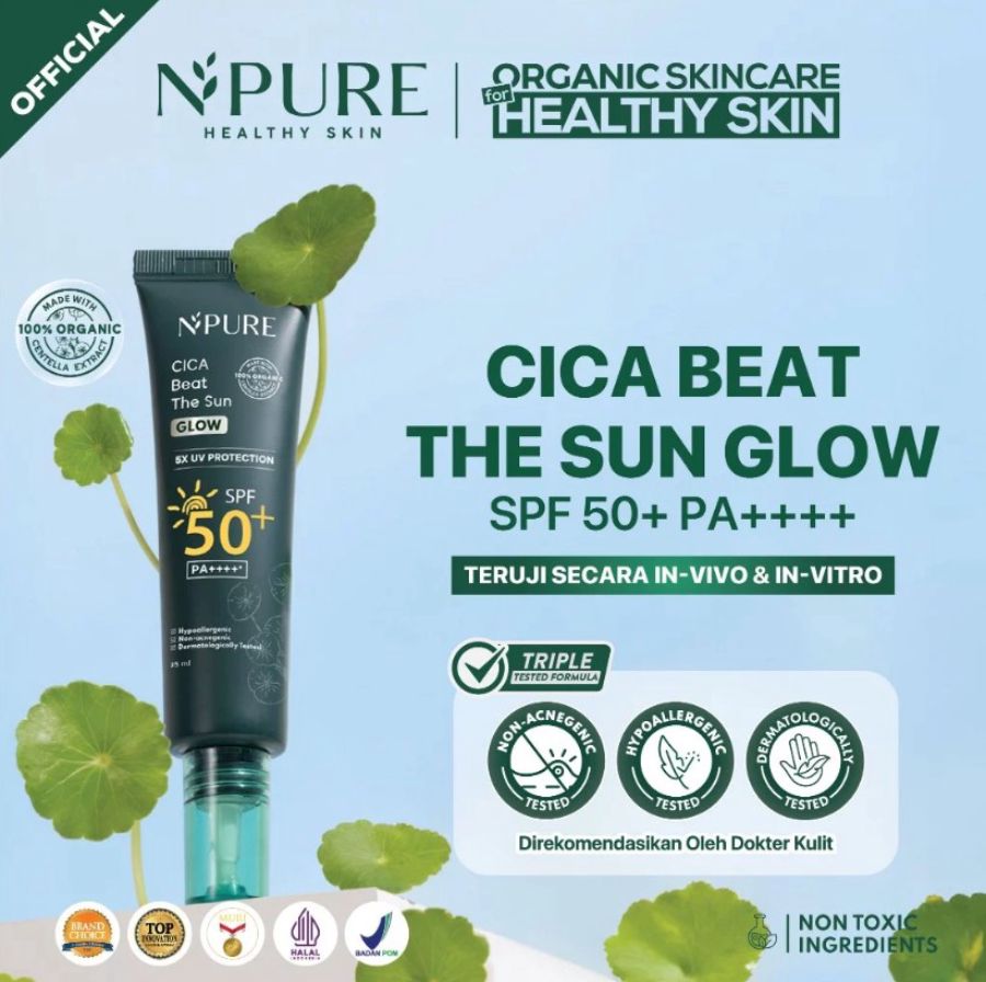 NPURE Cica Beat The Sun Glow Sunscreen SPF 50 PA++++ 35ml