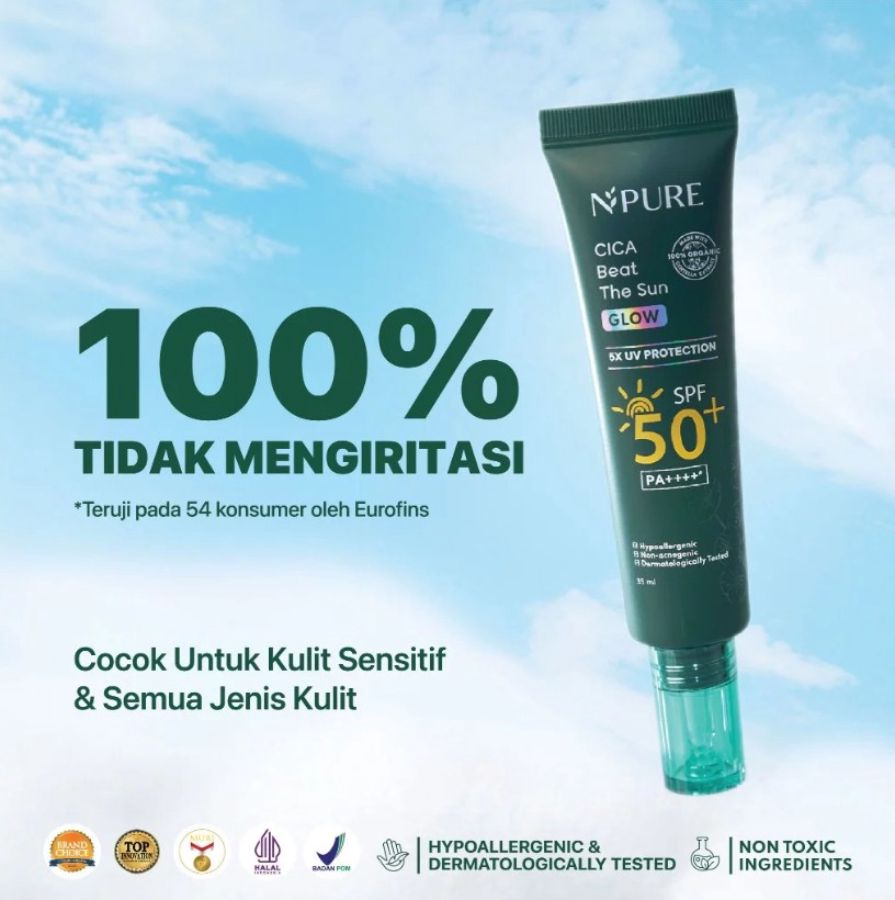 NPURE Cica Beat The Sun Glow Sunscreen SPF 50 PA++++ 35ml