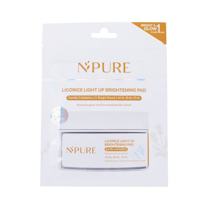 NPURE Licorice Light Up Brightening Kapas Eksfoliasi Wajah Sachet