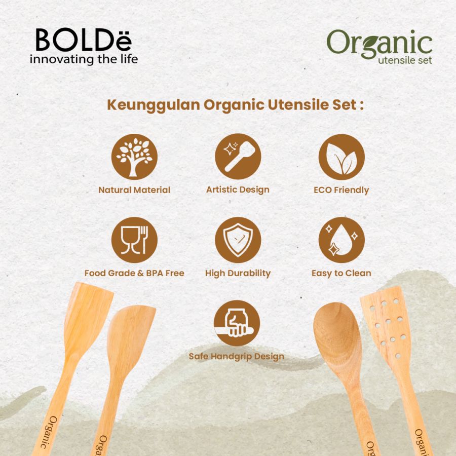 BOLDe Organic Utensil Set 4pcs Wood Series 4pcs