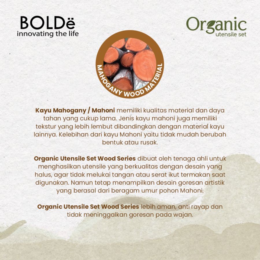 BOLDe Organic Utensil Set 4pcs Wood Series 4pcs