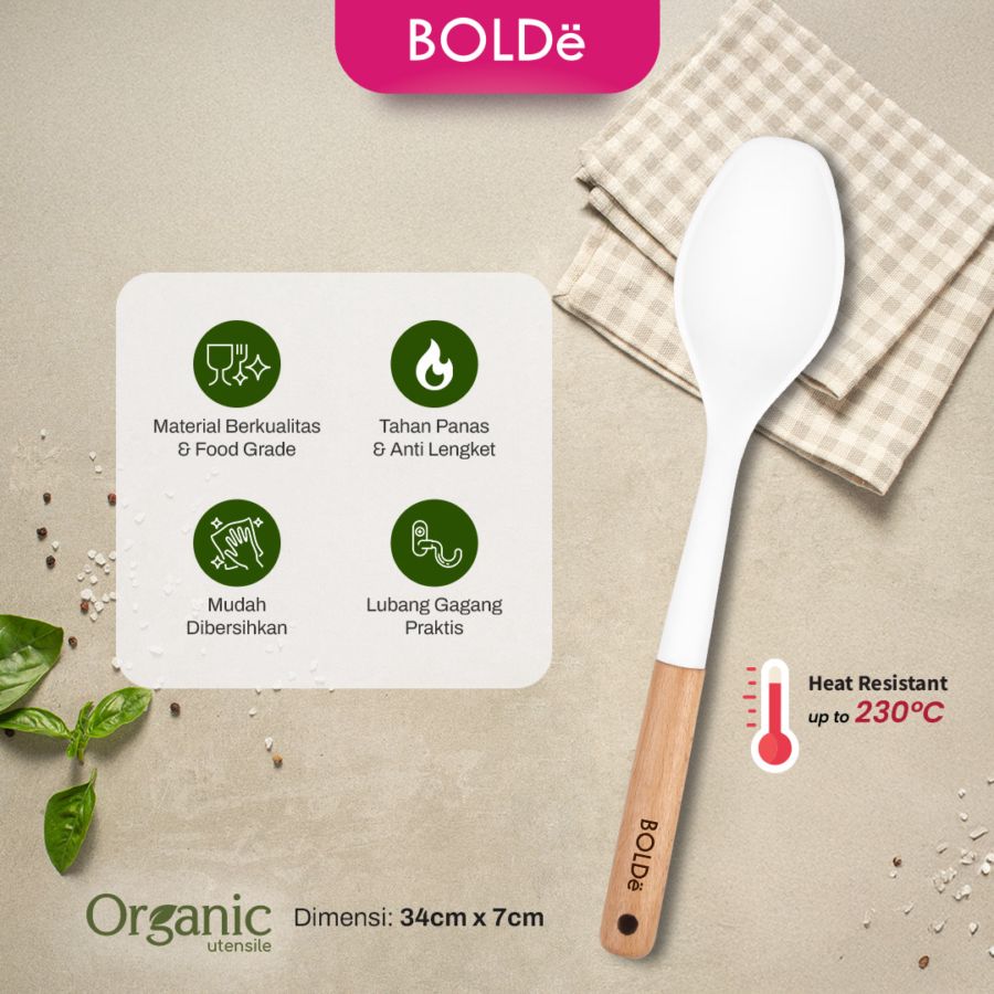 BOLDe Organic White Utensil Cooking Spoon 1pcs