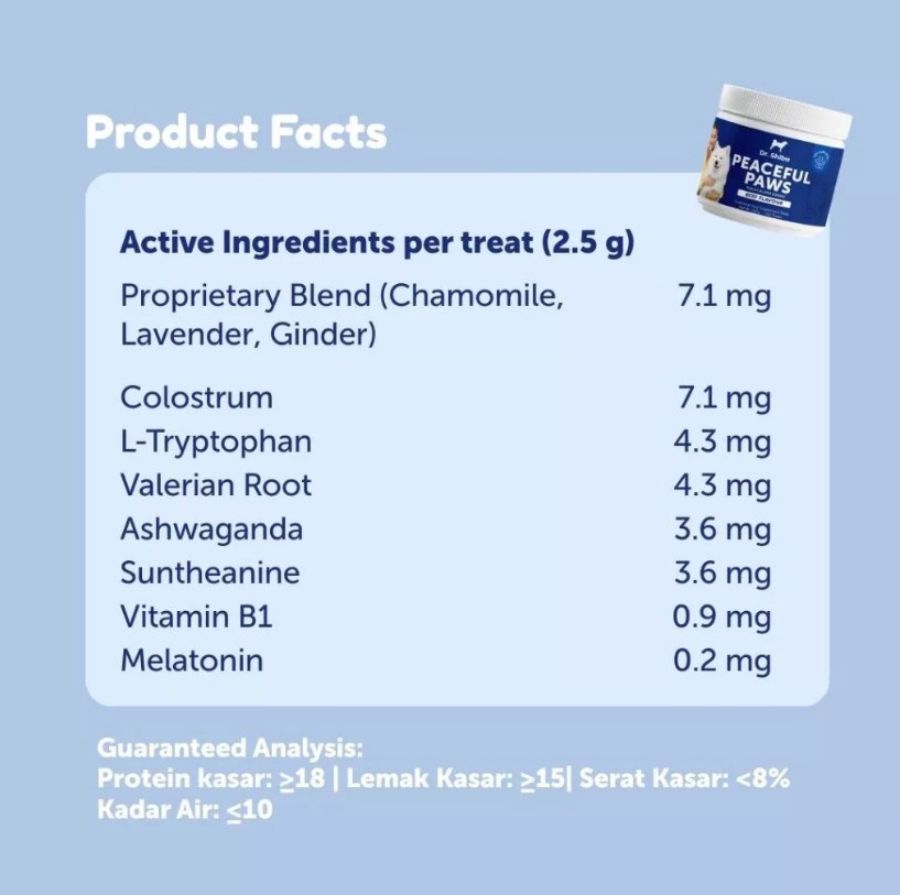 Dr. Shiba Peaceful Paws Beef Flavour Dog Suplement 250gram