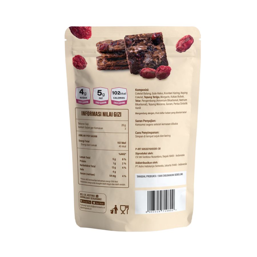Crispy Brownies Choco Berry Astro Goods 60gram