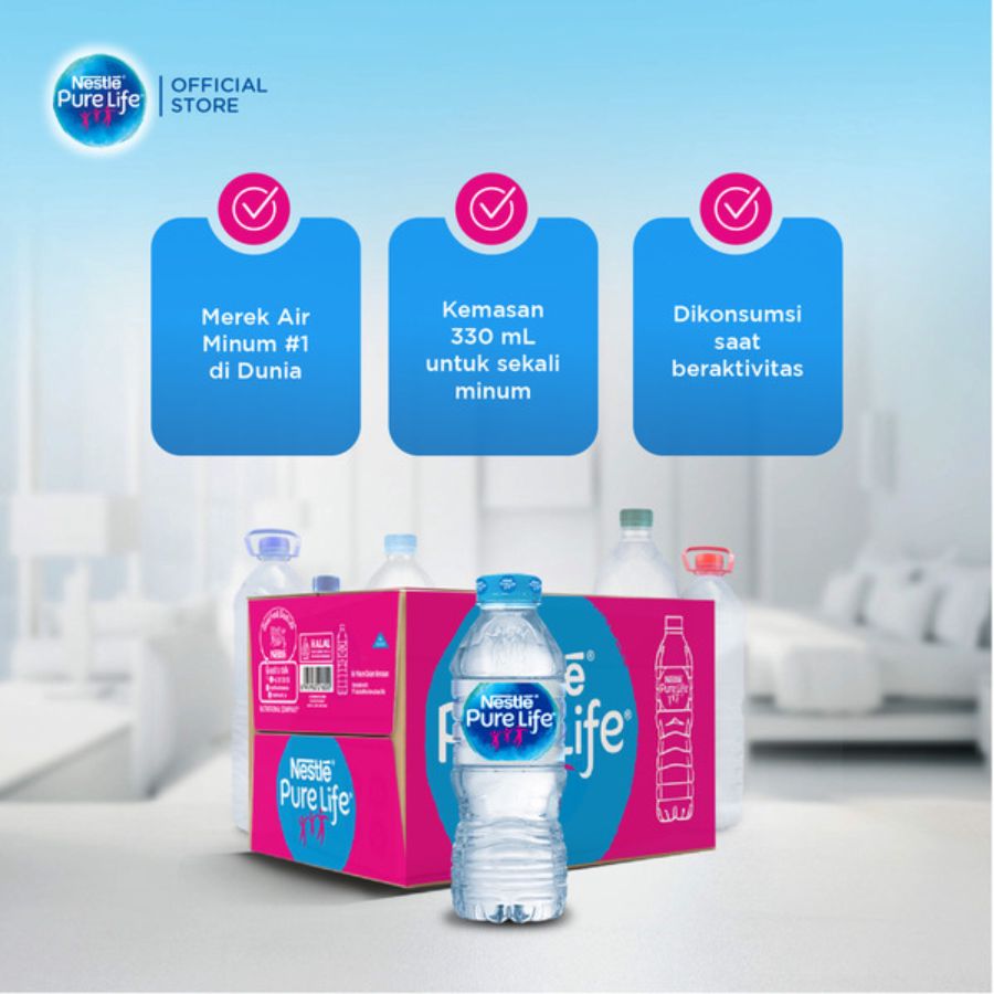 Nestle Pure Life Air Mineral Dus 24pcs x 330ml 1dus