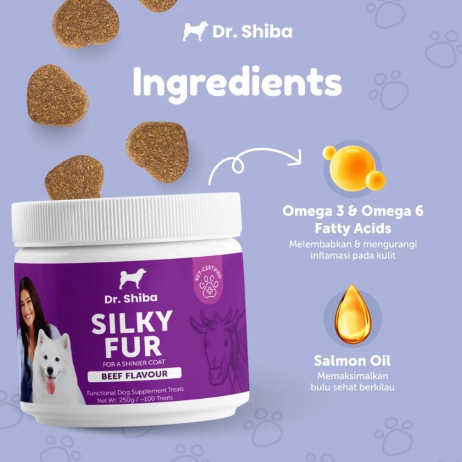 Dr. Shiba Silky Fur Beef Flavour Dog Supplement 250gram