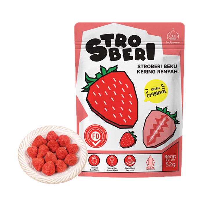 Luckymore Stroberi Beku Kering Renyah