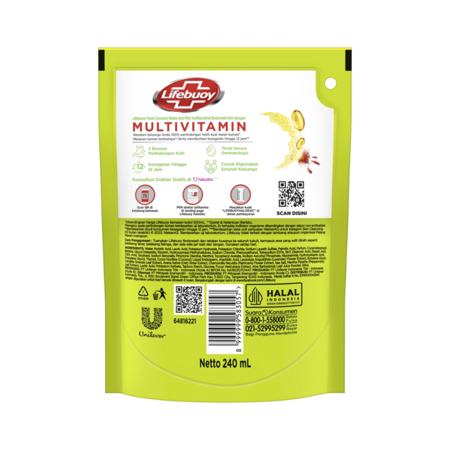 Lifebuoy Coconut Fresh Antibacterial Body Wash 250ml