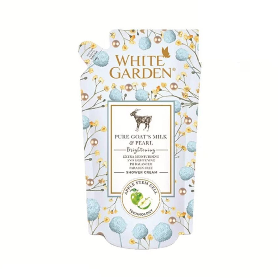 White Garden Brightening Pure Goat Milk & Pearl Shower Cream Refill 900ml