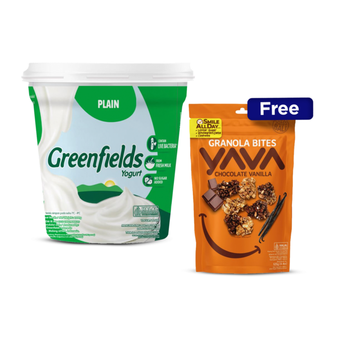 Beli Greenfields Plain Yogurt 1000gr Free YAVA 1pcs