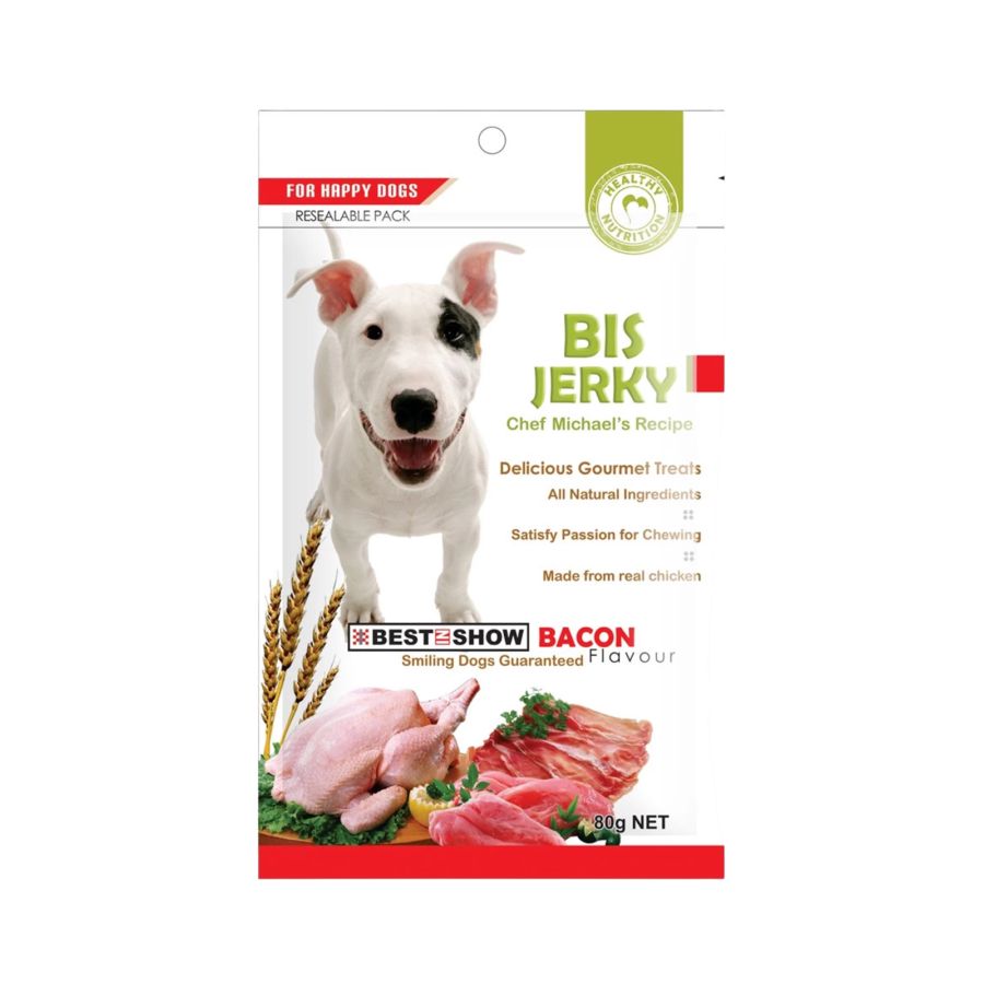 Best In Show Jerky Bacon Snack Anjing 70gram 1pcs