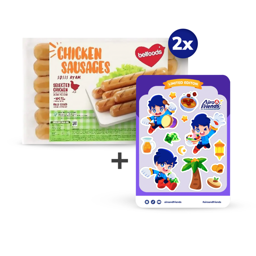 [Bundle] 2 Belfoods Sosis Ayam 6 pcs + 1 Sticker Sheet Airo & Friends - Ramadhan