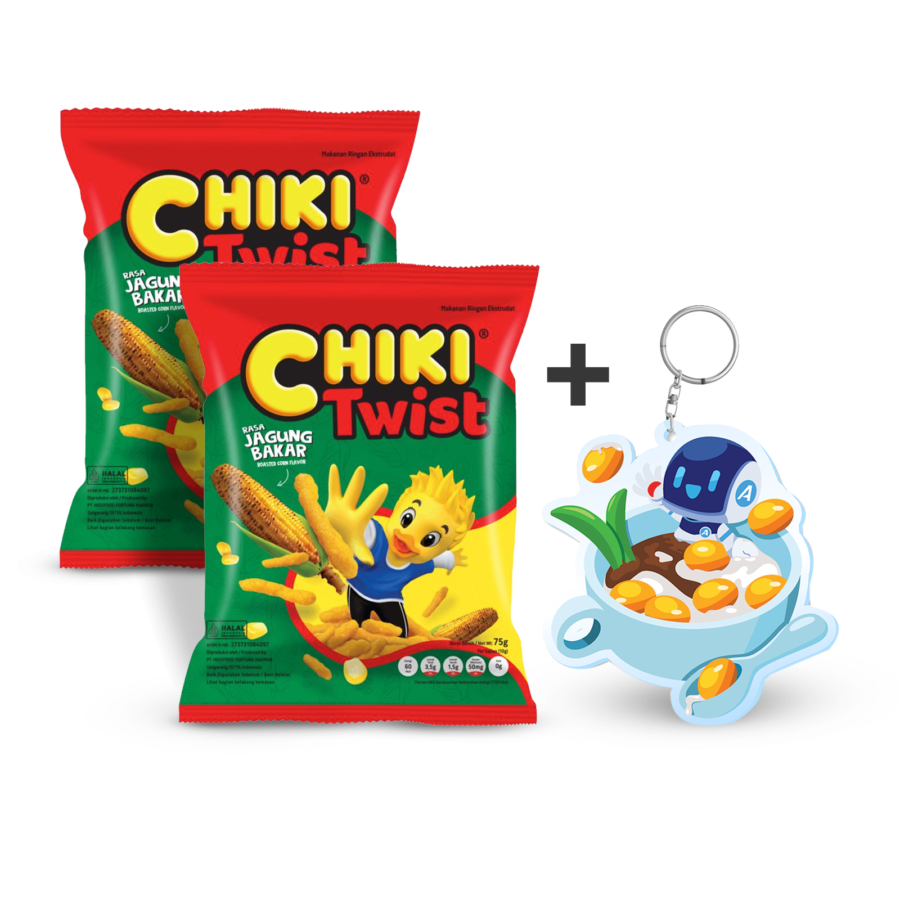 [Bundle] 2 Chiki Twist Jagung Bakar 75 gram + Keychain Airo - Takjil Bubur Candil