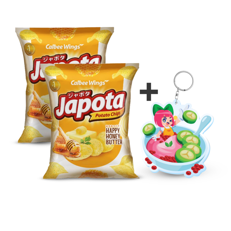 [Bundle] 2 Japota Happy Honey Butter Keripik Kentang 68 gram + 1 Keychain Ivy - Takjil Es Pisang Hijau