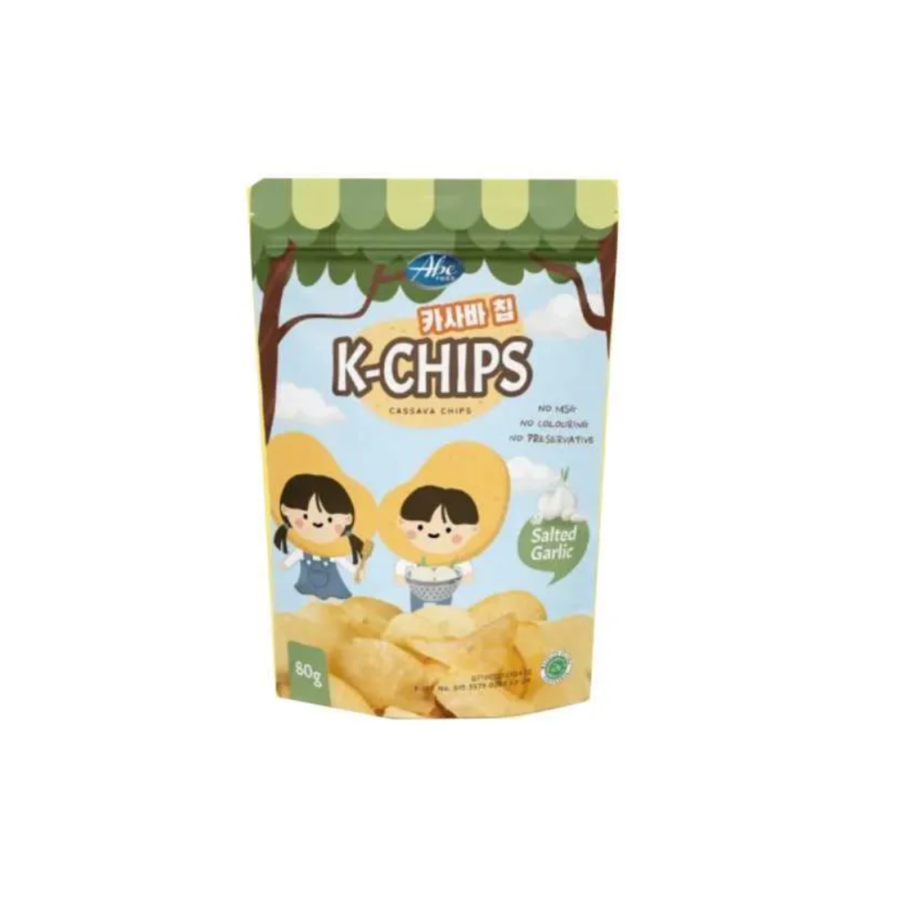 Bundle 3 Abe Food K-Chips Cassava Chips Salted Garlic 80 gram