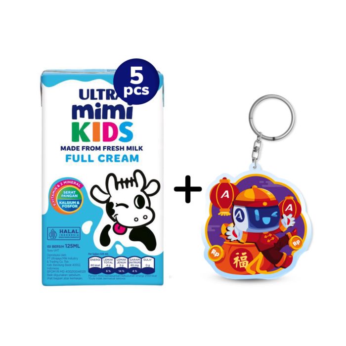 [Bundle] 5 Ultra Mimi Full Cream/Susu UHT 125 ml + 1 Keychain Airo Fortune