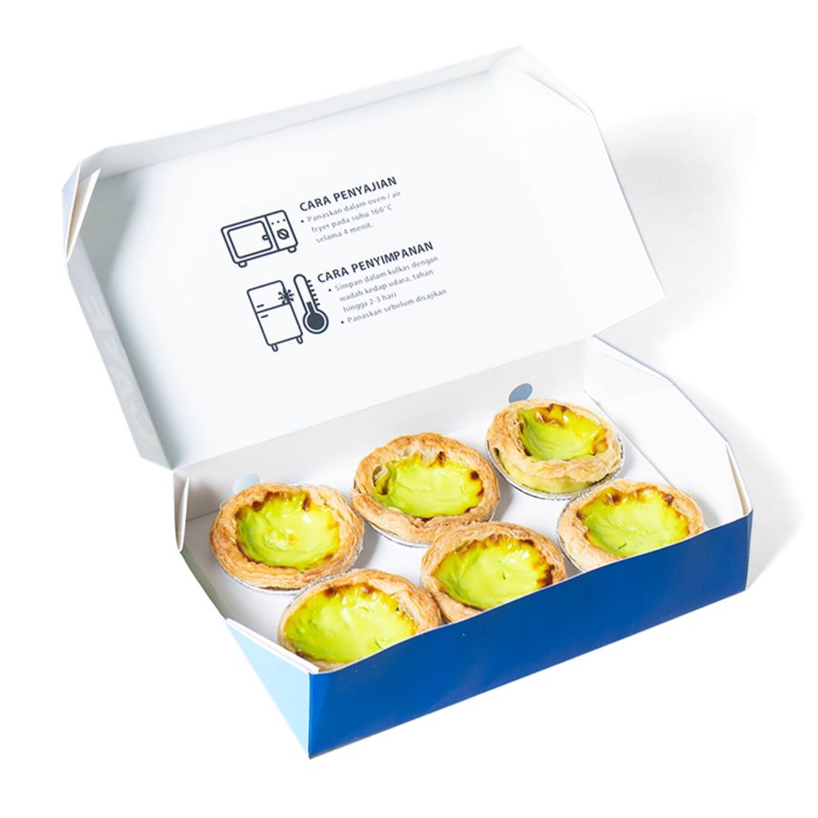 Pandan Portuguese Egg Tart Box of 6 6pcs
