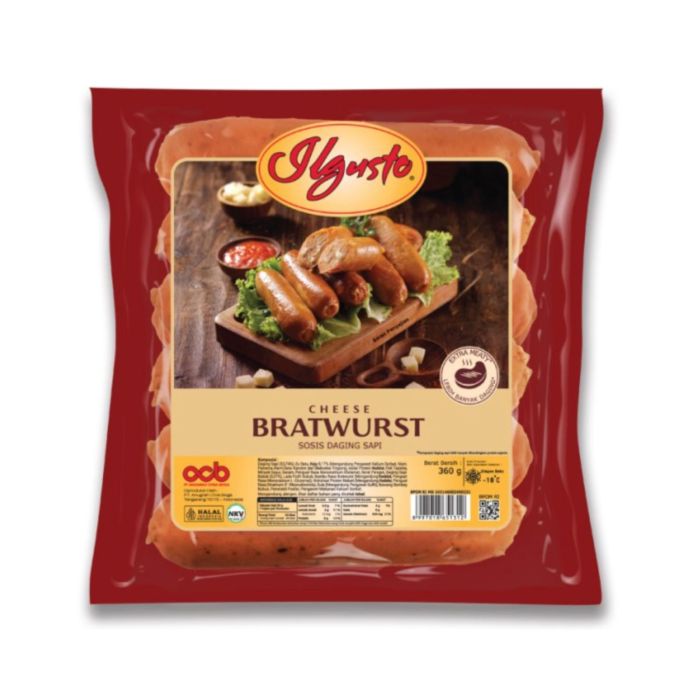 ILgusto Sosis Bratwurst Keju 5pcs 360g