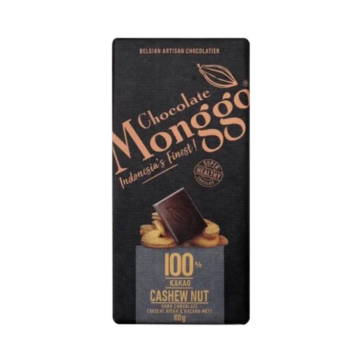 Monggo Chocolate Tablet Dark 100% of Cocoa with Cashew Nut