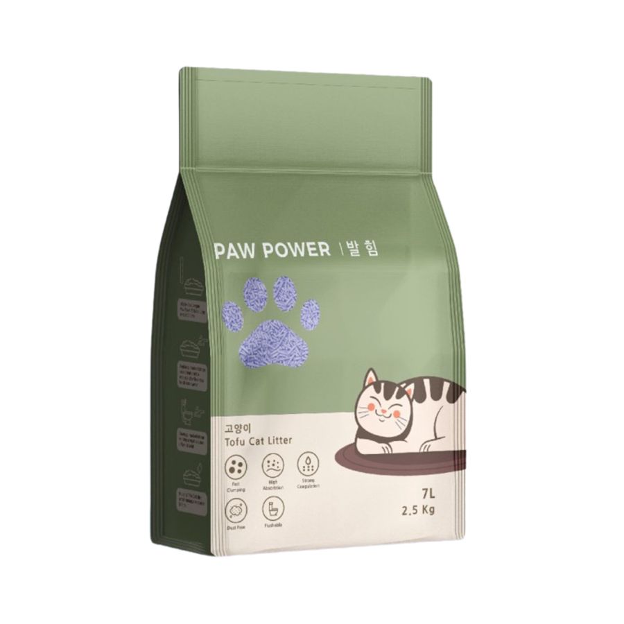 Paw Power Tofu Cat Litter Fast Clumping Lavender Pasir Kucing Gumpal Soya 7L 1pack 1pack