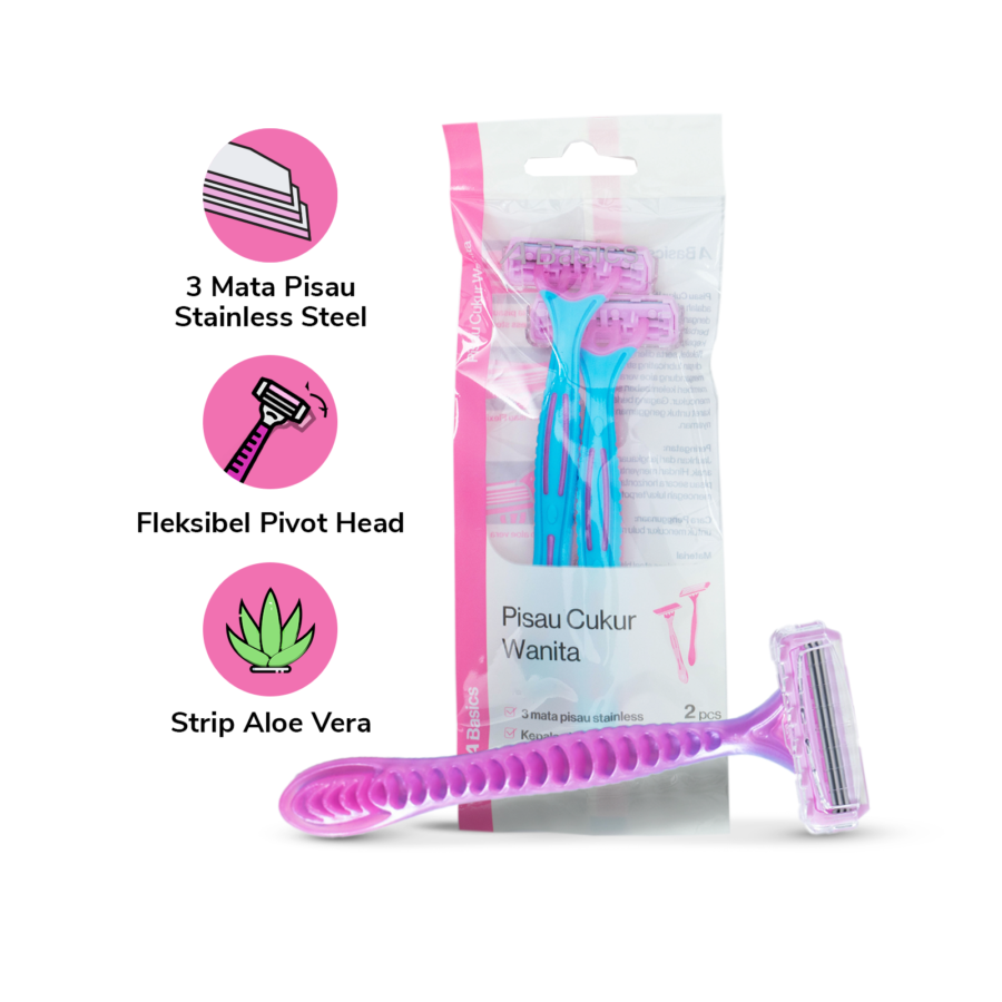 Pisau Cukur Wanita Triple Blade A Basics 2pcs