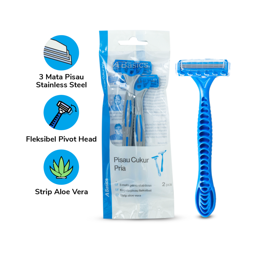 Pisau Cukur Pria Triple Blade A Basics 2pcs