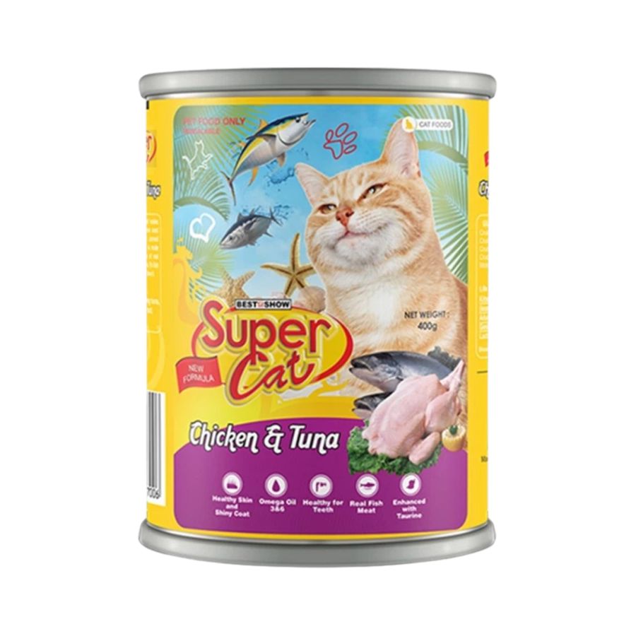 SuperCat Chicken & Tuna Adult Makanan Kucing Basah Kaleng 400gram