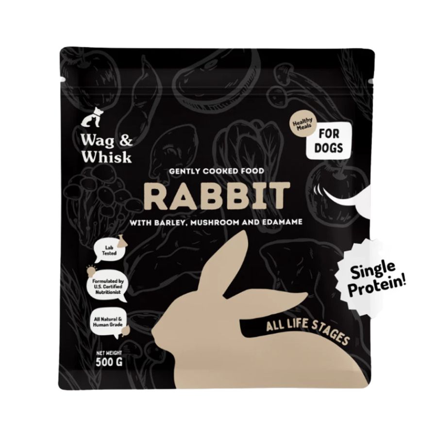 Wag and Whisk Cooked Food Rabbit Makanan Basah Anjing 500gram 1pcs