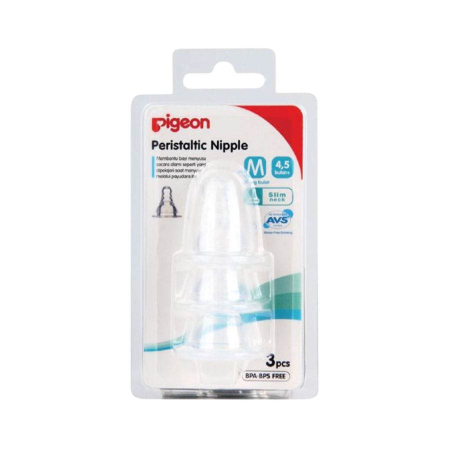 Pigeon Peristaltic Nipple Slim Neck M Box isi 3 1pack