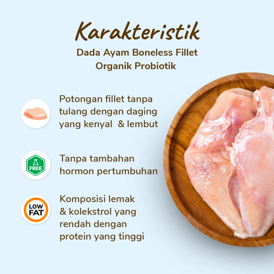 Dada Ayam Boneless Fillet Organik Probiotik Natural Poultry 500gram