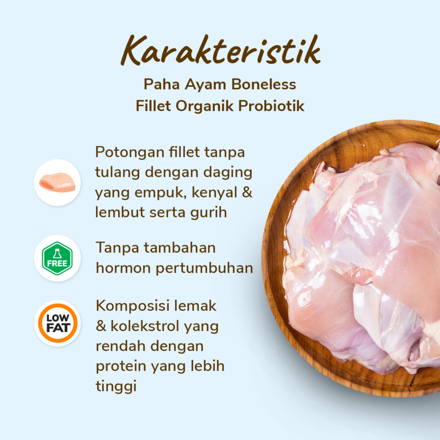 Paha Ayam Boneless Fillet Organik Probiotik Natural Poultry 500gram