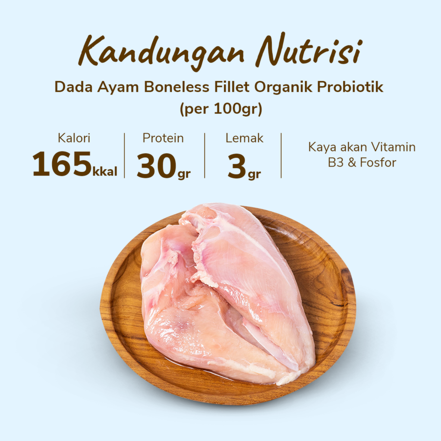 Dada Ayam Boneless Fillet Organik Probiotik Natural Poultry 500gram