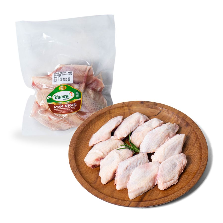 Wings Middle Ayam Organic Probiotik NaturalPoultry 10pcs 200gram 200gram