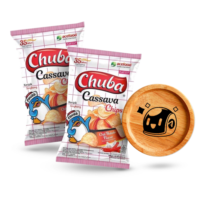 [Bundle] 2 Chuba Cassava Chips Chili Balado 140gram + 1 Coaster Airo & Friends - Airo