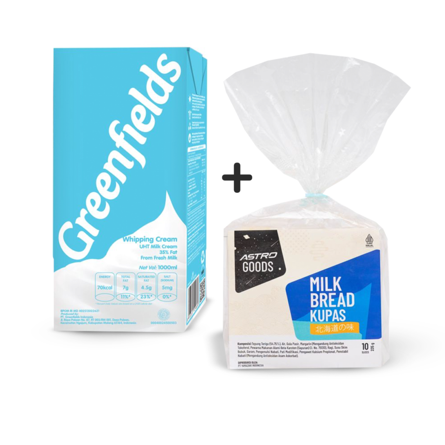 Bundle Greenfields Whip Cream + Roti Tawar