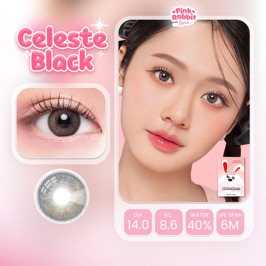 Pink Rabbit Celeste Black Normal Softlens 1pair