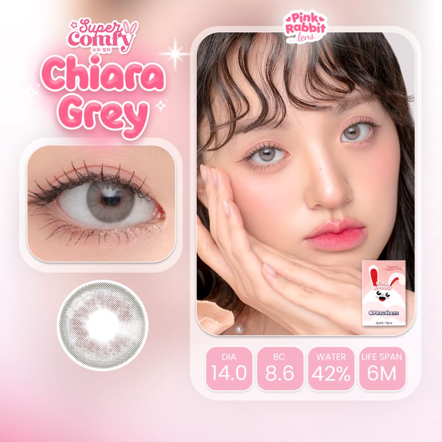 Pink Rabbit Super Comfy Chiara Grey Normal Softlens 1pair