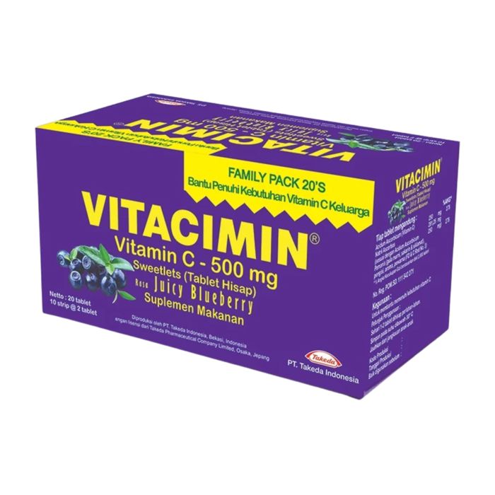 Vitacimin Vitamin C Hisap Rasa Blueberry 20 Tablet