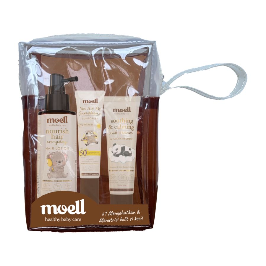 Bundle Moell Hair Lotion 100 ml + Sunscreen 30 gr + Calming Rub Cream 50 gr + Merchandise Pouch 1bags