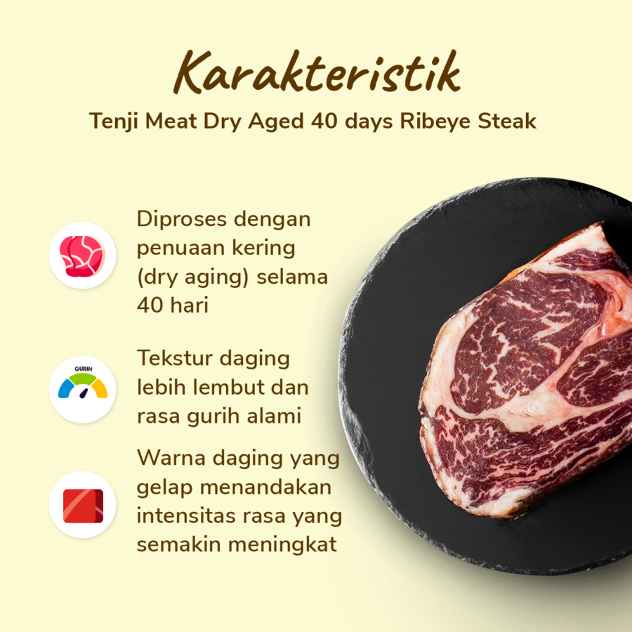 Dry Aged 40 days Ribeye Steak Tenji Meat 220gram