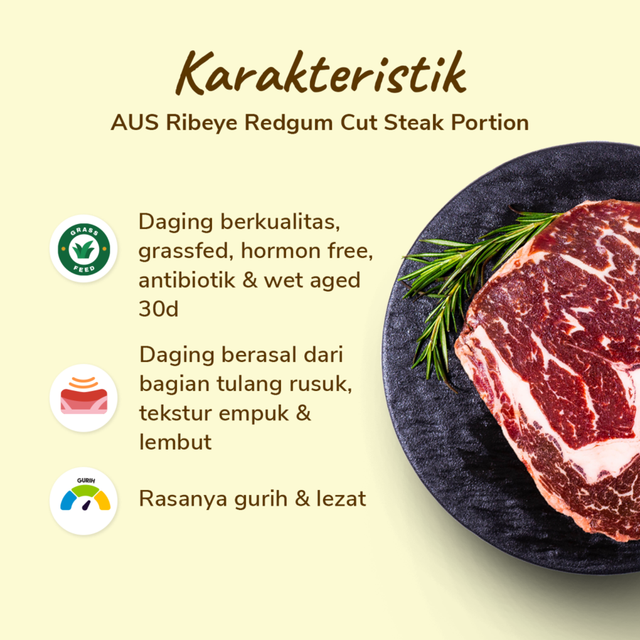 AUS Ribeye Redgum Cut Steak Portion 250gram