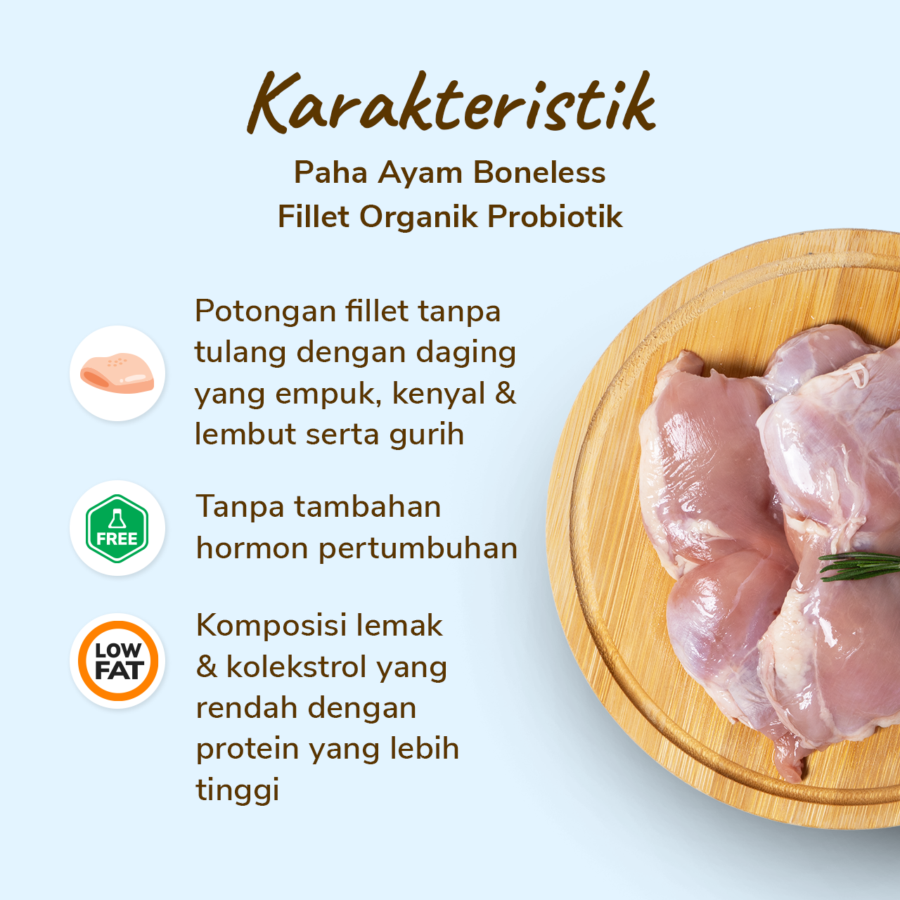 Paha Ayam Boneless Fillet Organik Probiotik Astro Farm 250gram