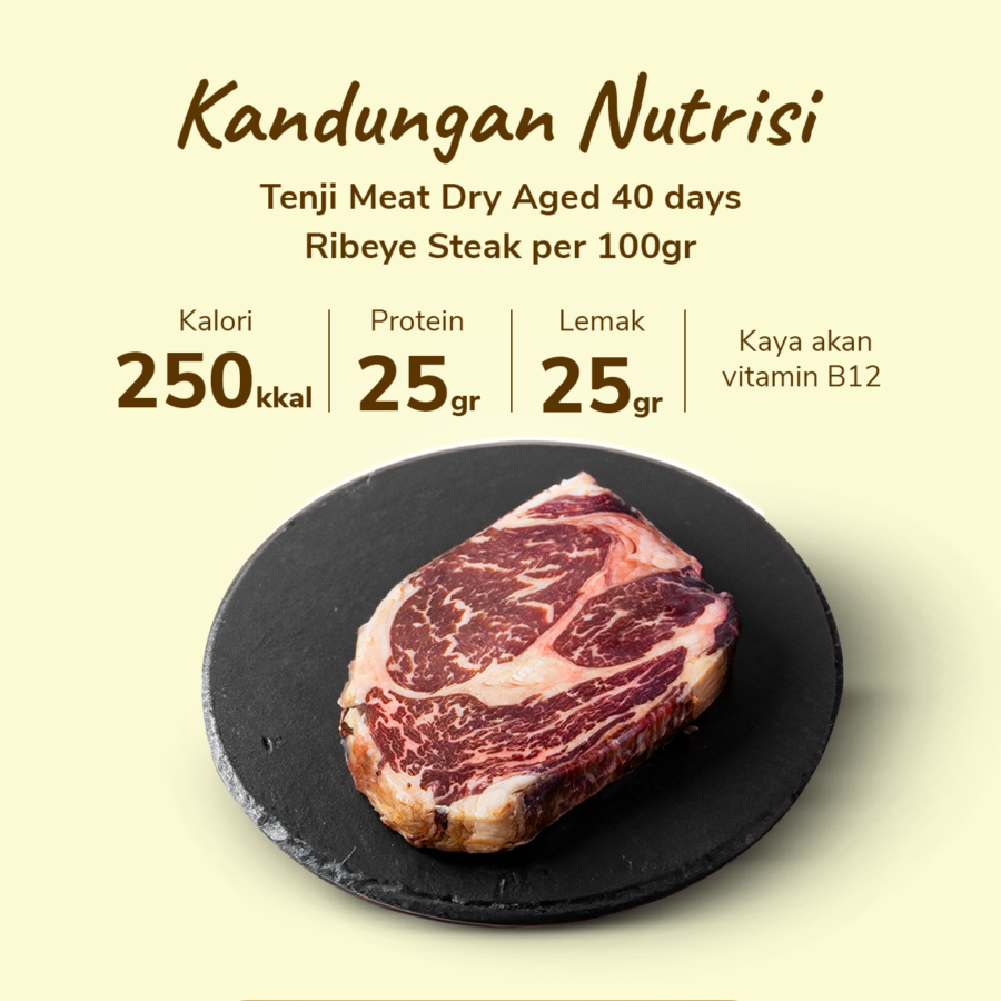 Dry Aged 40 days Ribeye Steak Tenji Meat 220gram