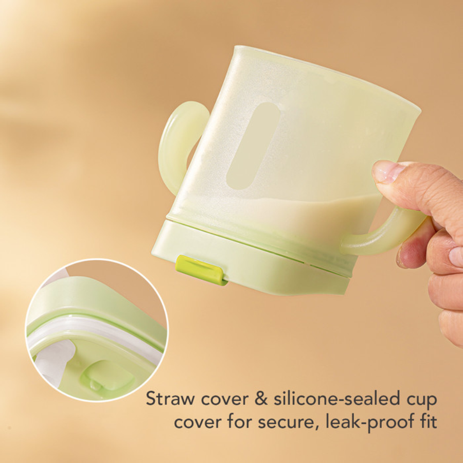 Sakumini Curve Straw Cup Training Green Perlengkapan Makan Bayi 1pcs