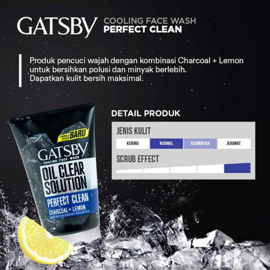 Gatsby Oil Clear Solution Perfect Clean Cooling Face Wash 100gram