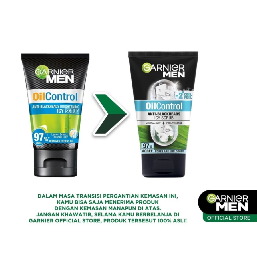 Garnier Men Oil Control Anti-Blackheads Icy Scrub Facial Wash 50ml