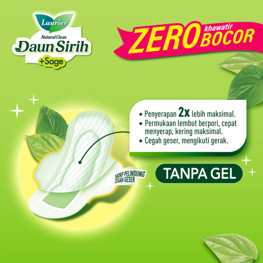 Laurier Natural Clean Daun Sirih Day Wing 22cm Pembalut Kewanitaan 20pads
