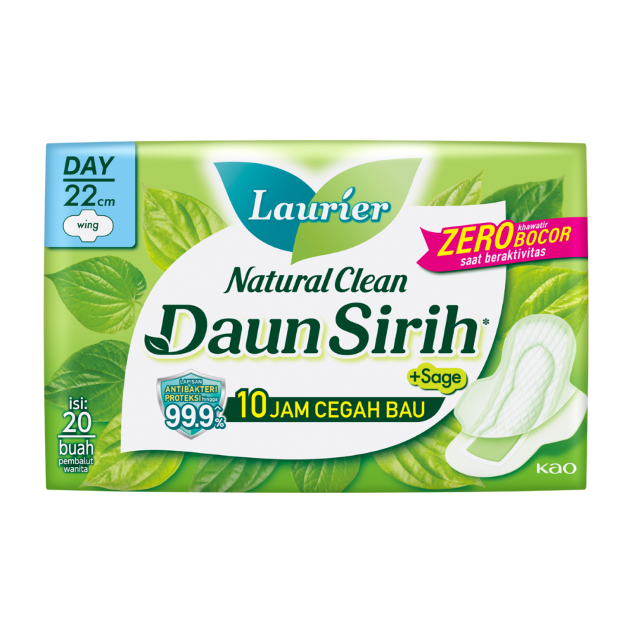 Laurier Natural Clean Daun Sirih Day Wing Pembalut Wanita 22cm 20pcs
