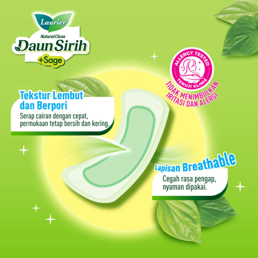Laurier Natural Clean Daun Sirih Long & Wide Pantyliner 40pads